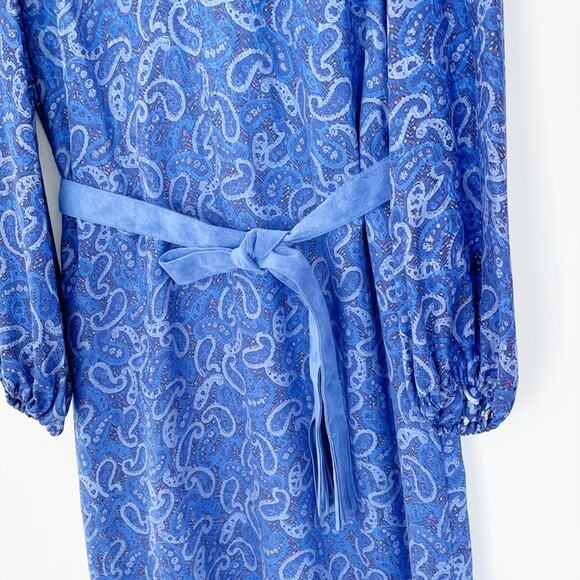 Nat Kaplan Vintage 70’s Silk Paisley Midi Dress Blue Size 6 Like New Condition - Picture 11 of 12